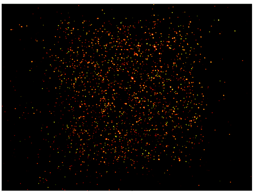 Particle marking on polymer material.